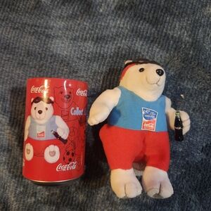 Coca Cola Plush Bear Athens with Red and Blue Attire